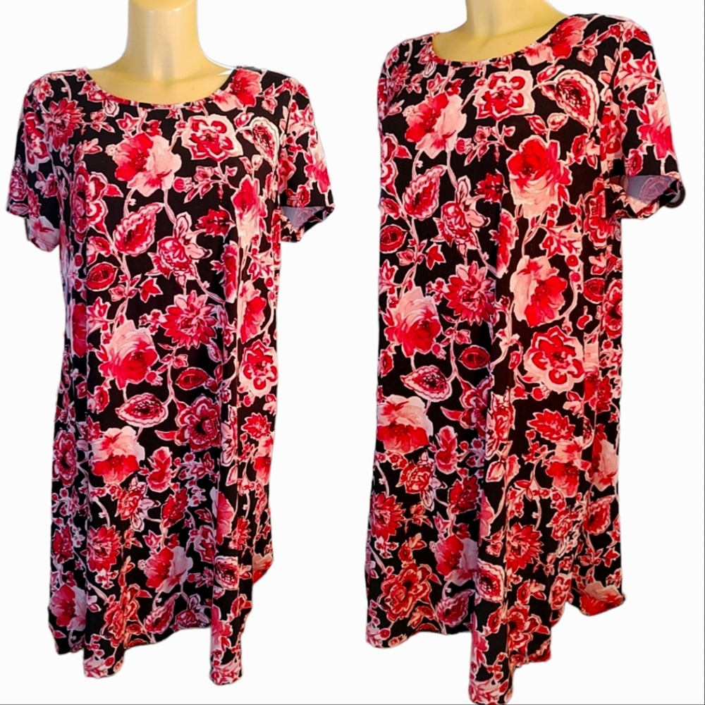 Floral Black and Red Women's Dress